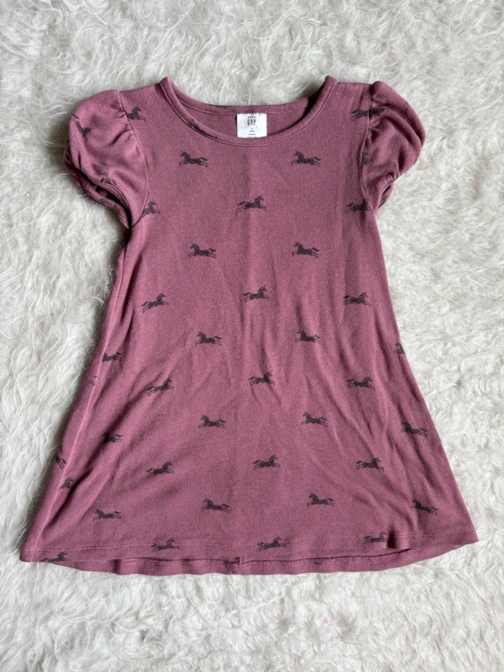 GAP Toddler Mauve Western Pony AOP Bamboo-like Dress